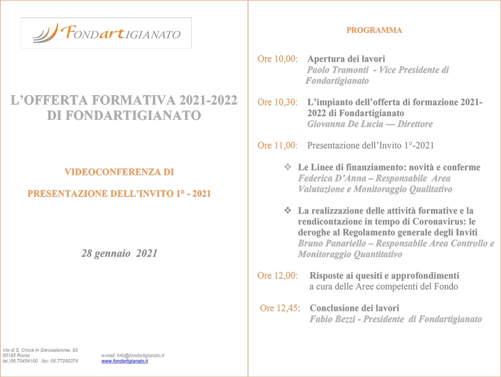 Programma presentazione Invito 1 2021